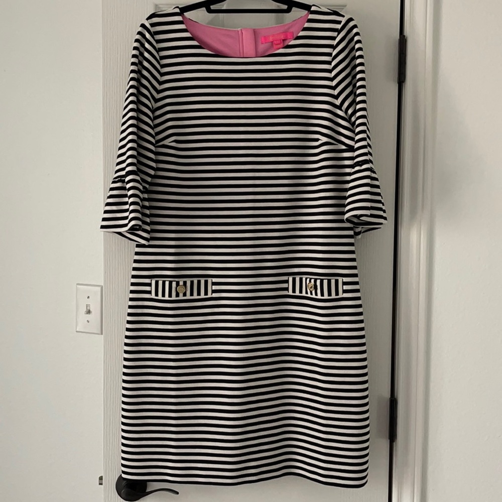 Lilly Pulitzer black and white stripped dress